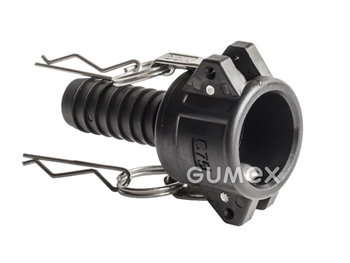 KAMLOK spojka DN20, tŕň na hadicu 13mm, 8,5bar, tesnenie EPDM, polypropylén, -20°C/+70°C, čierna